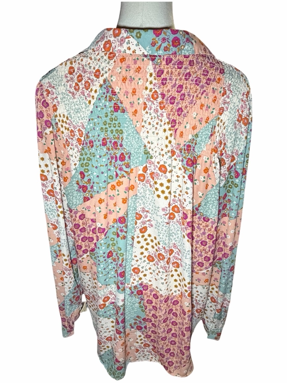 Rose + Olive Multicolor Floral Patchwork Blouse - Picture 4 of 7